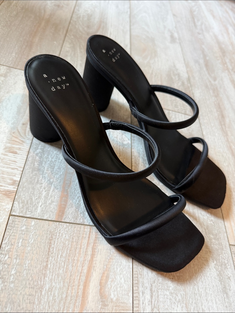 a new day Black Strappy Block Heel Sandals